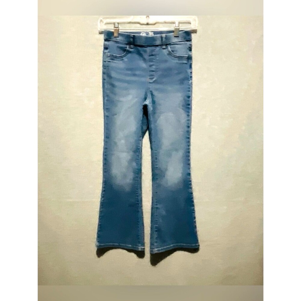 Wonder Nation Girls Size 10-12 L Flare Jeans Pull-On Comfort Denim Medium Wash